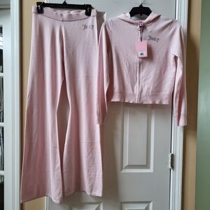 Juicy Couture Whisper Pink Knit Tracksuit Hoodie/Sweater & Pants Set size M NWT